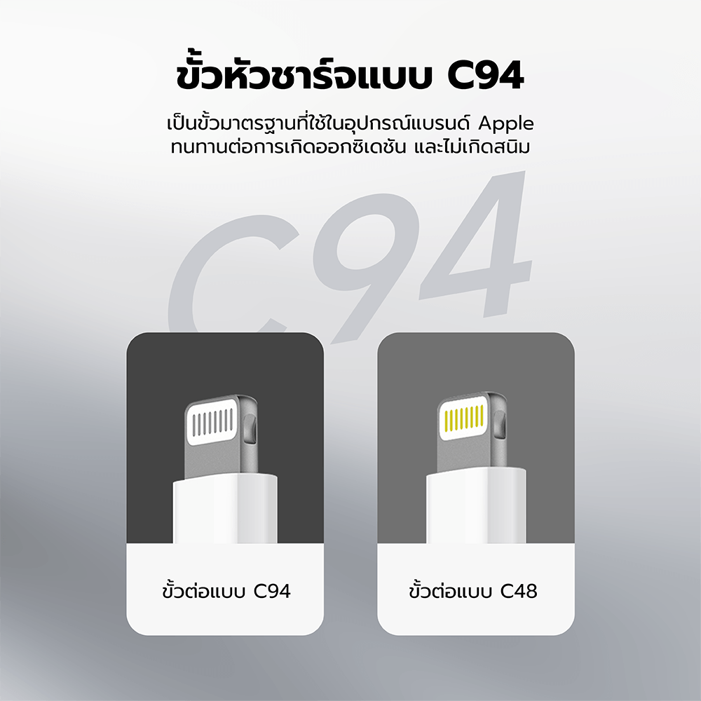 สายชาร์จไนลอนถัก  ZTEC ZM212 2 IN 1 สีขาว MFI 5A 240W USB-C TO USB-C & LIGHTNING